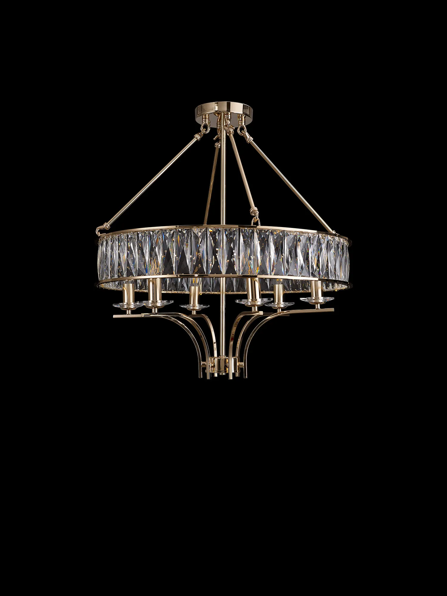 Vivienne Crystal Pendant/Semi Ceiling 6 Light French Gold IL31825  Diyas Vivienne French Gold